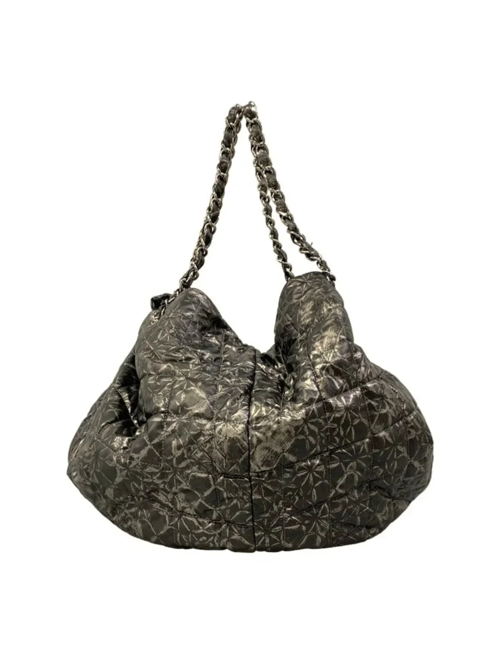 Chanel Tote Melrose Cabas Black Silver Chain